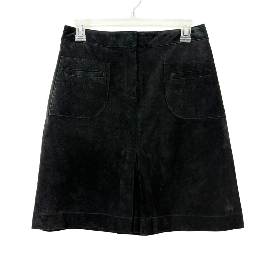 Vintage Lilly Pulitzer Dana Black Washable Pig Suede A-Line Skirt Size 4 Leather
